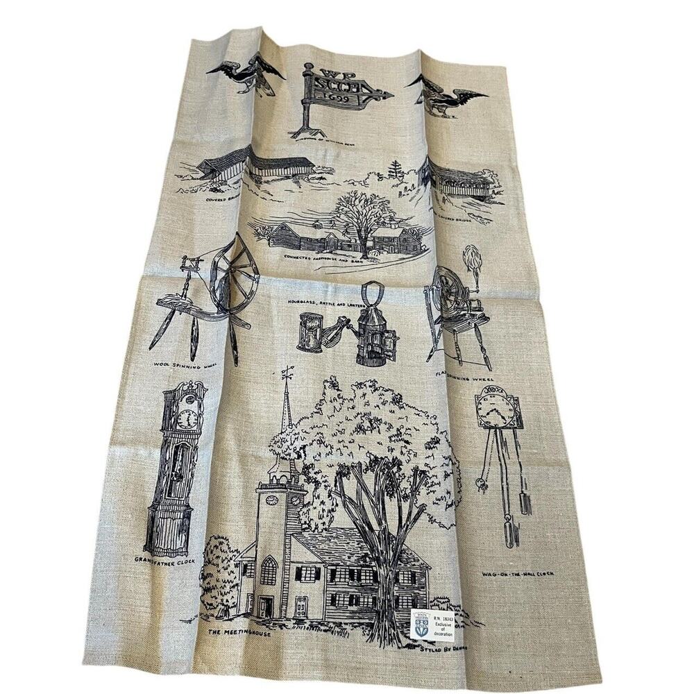 Vintage Belgium Tea Kitchen Towel Linen William Penn Homestead New W Tag